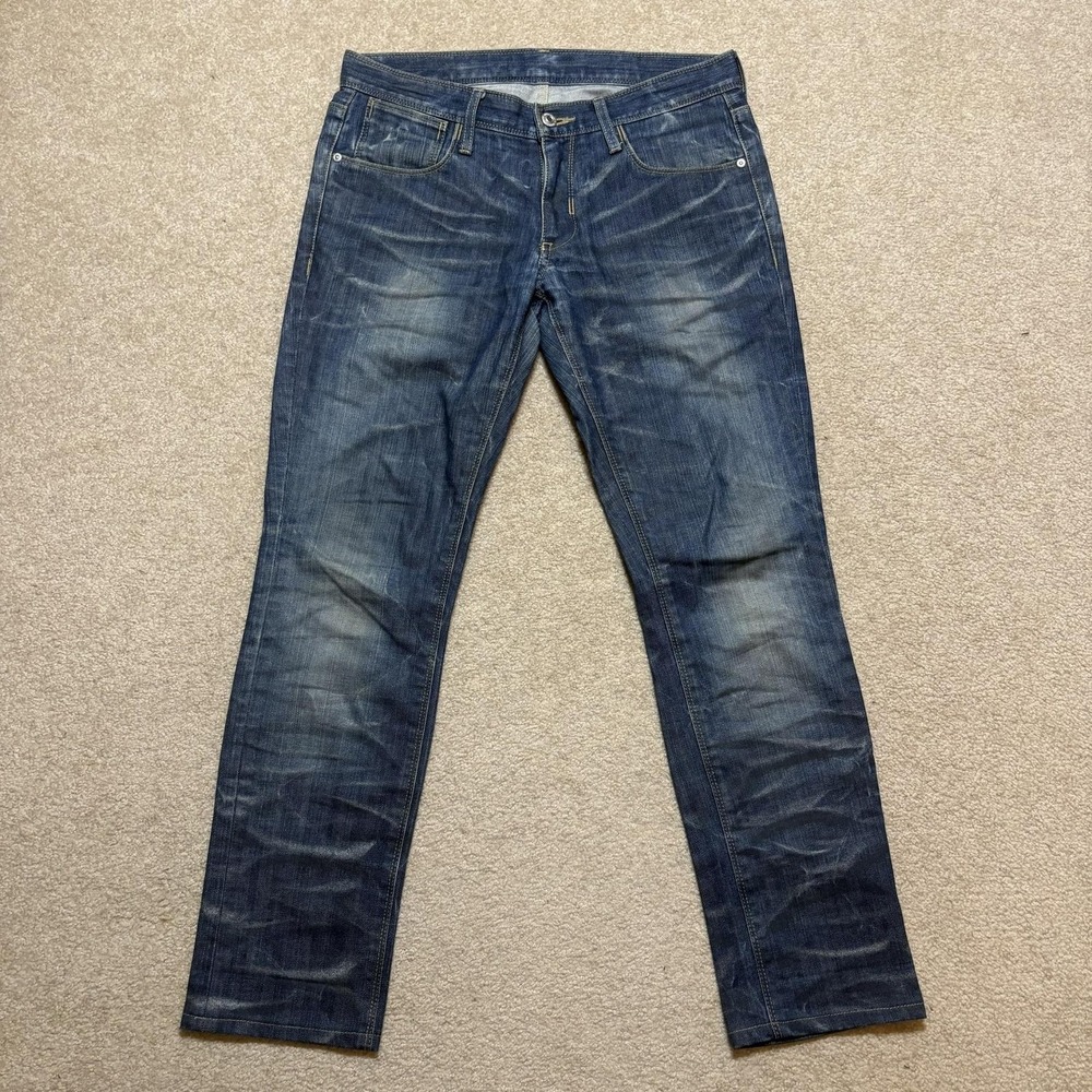 Blackbarrett By Neil Barrett Jeans Mens 32x29 Blue Straight Denim Distressed